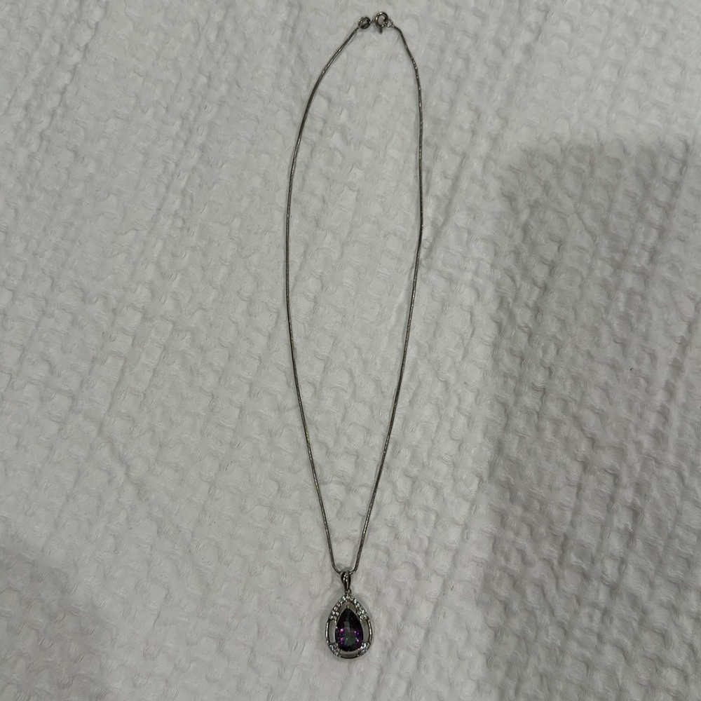 Purple gem sterling silver pendant necklace - Picture 4 of 7